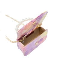Load image into Gallery viewer, Tie Dye Crocodile Pearl Handle Bag Pink