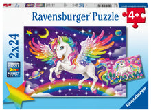 Load image into Gallery viewer, 2 x 24 PC Unicorns &amp; Pegasus Puzzle