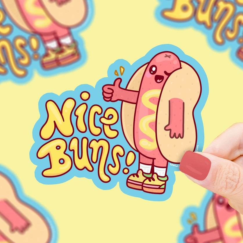 Nice Buns Hot Dog Ketchup Mustard Vinyl Sticker