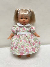 Load image into Gallery viewer, 10" Pink &amp; Green Floral Print Doll Dress