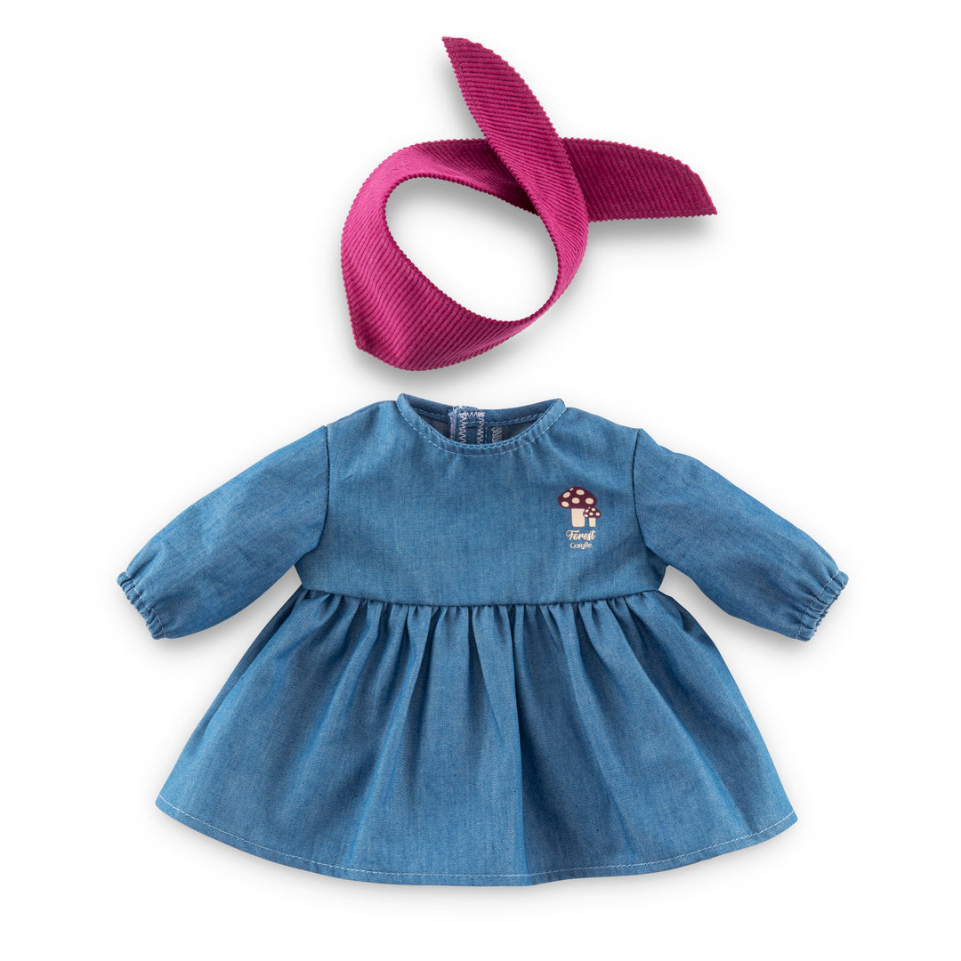 14" Jeans Dress Long Sleeves & Scarf Little Explorer