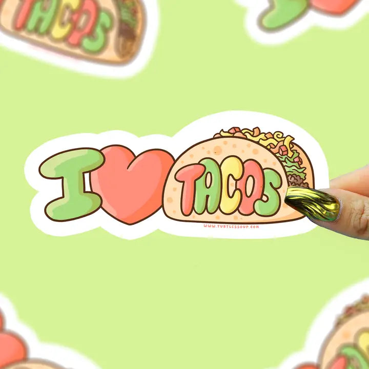 I Love Tacos Hand Drawn Vinyl Sticker