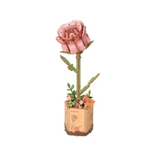 Load image into Gallery viewer, *3D Pink Rose Wooden Flower Puzzle Kit