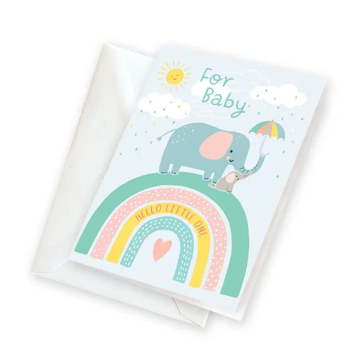 Elephant On Rainbow Enclosure Card