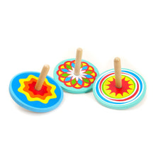 Load image into Gallery viewer, Colourful Wooden Spinning Top