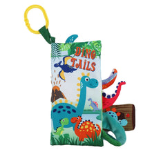 Load image into Gallery viewer, Dino Tails Crinkle Cloth Book With Teether &amp; Ring