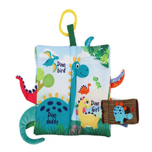 Load image into Gallery viewer, Dino Tails Crinkle Cloth Book With Teether &amp; Ring