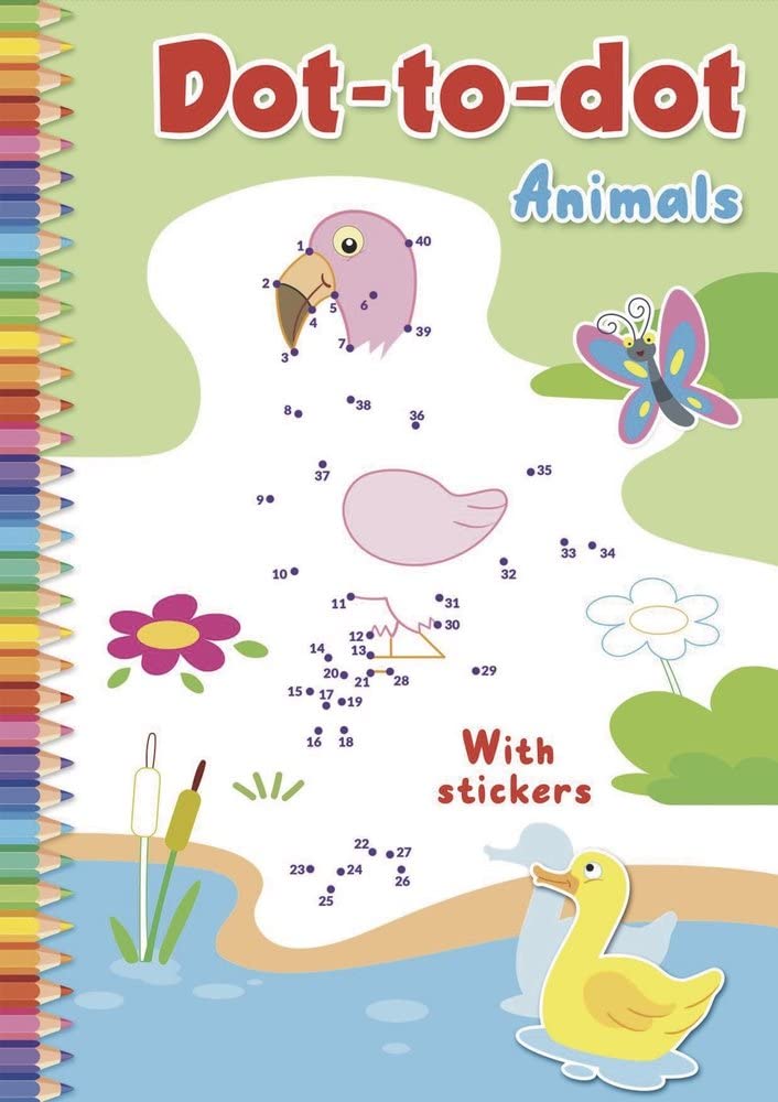 Dot-To-Dot Animals With Stickers Book