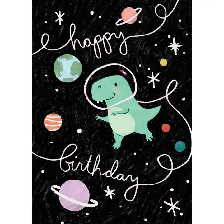 Space Dino Birthday Card