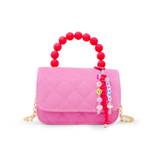 Load image into Gallery viewer, Pearl Handle Message Charm Handbag Hot Pink