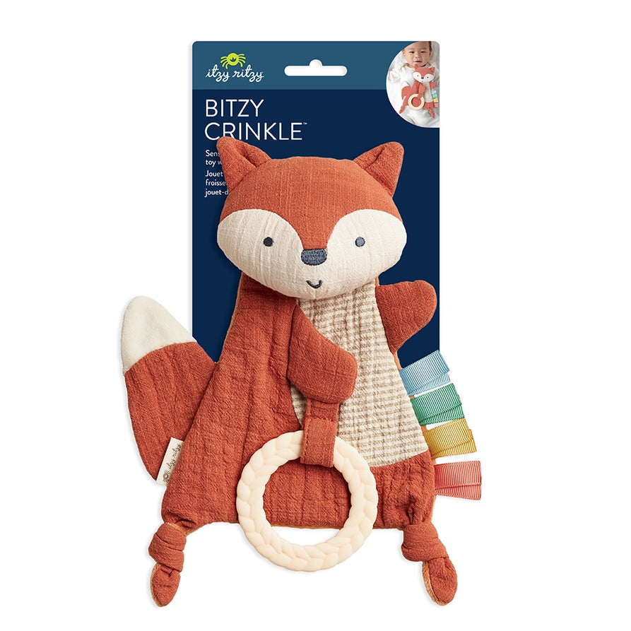 Fox Bitzy Crinkle Sensory Toy With Teether