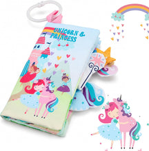Load image into Gallery viewer, Unicorn &amp; Princess Crinkle Cloth Book With Stroller Ring