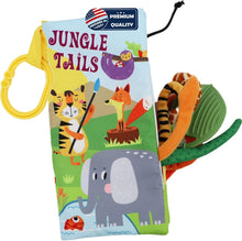 Load image into Gallery viewer, Jungle Tails Crinkle Cloth Book With Teether &amp; Ring