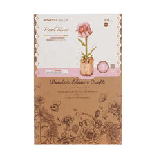 Load image into Gallery viewer, *3D Pink Rose Wooden Flower Puzzle Kit