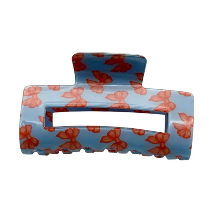 Karma Blue Ribbon Bow Hair Claw Clip