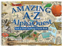 Load image into Gallery viewer, Amazing A-Z AlphaQuest Seek &amp; Find Challenge Puzzle Book