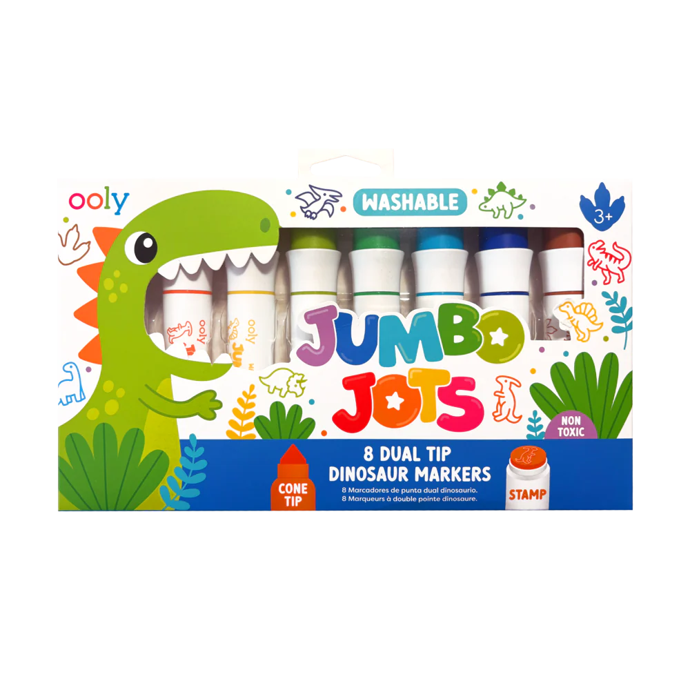 Jumbo Jots Dual Tip Cone & Stamp Dinosaur Markers