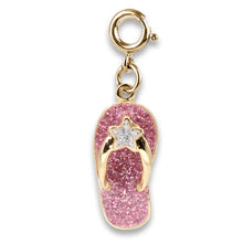 Load image into Gallery viewer, Gold Glitter Flip Flop Charm