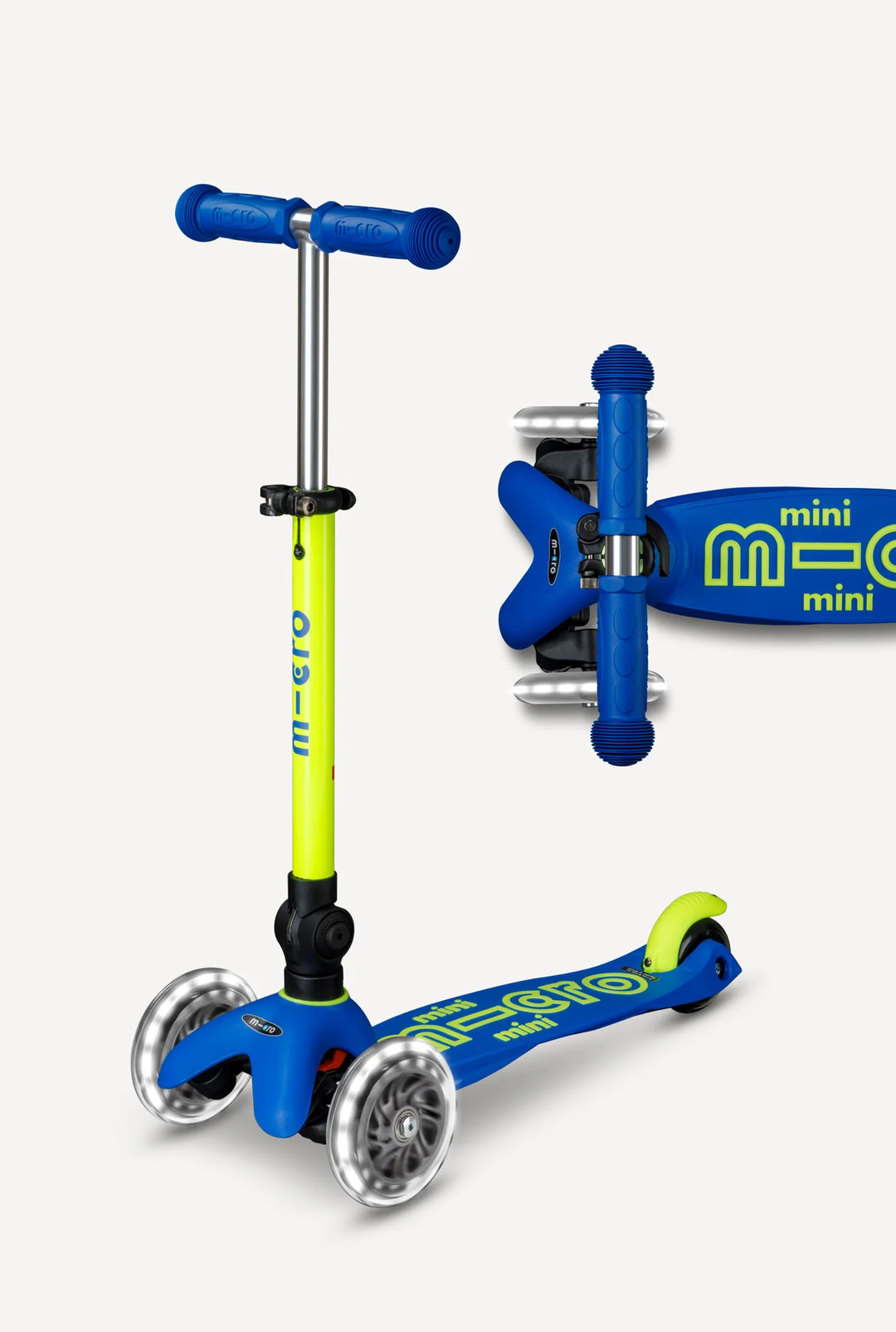 Foldable Yellow/Blue LED Mini Micro Kickboard Scooter