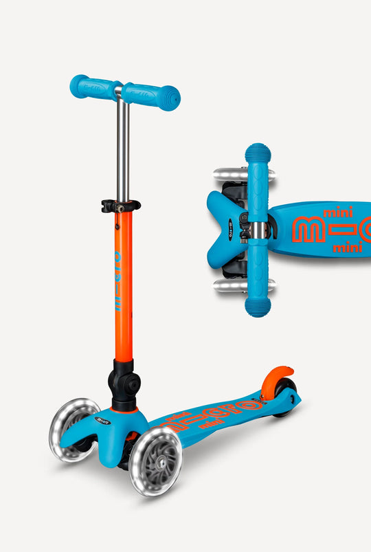 Foldable Orange/Aqua LED Mini Micro Kickboard Scooter
