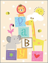 Load image into Gallery viewer, Baby Blocks With Animals Baby Card