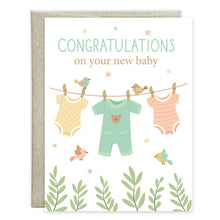 Load image into Gallery viewer, Clothesline &amp; Birds Baby Card