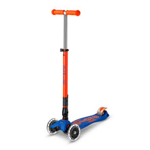 Load image into Gallery viewer, Foldable LED Neon Blaze Orange/Navy Maxi Micro Kickboard Deluxe Scooter