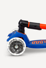Load image into Gallery viewer, Foldable LED Neon Blaze Orange/Navy Maxi Micro Kickboard Deluxe Scooter
