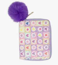Load image into Gallery viewer, Glitter Hearts Wallet Purple