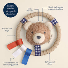Load image into Gallery viewer, Itzy Ring Pal Teething Ring With Plush Taupe Bear