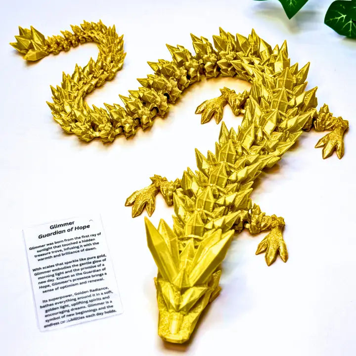 19 Inch Crystal Dragon Fidget Metallic Gold