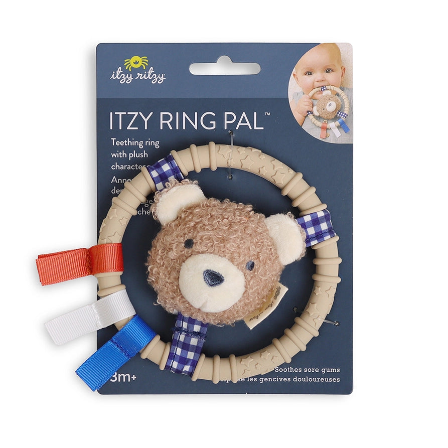Itzy Ring Pal Teething Ring With Plush Taupe Bear