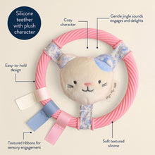 Load image into Gallery viewer, Itzy Ring Pal Teething Ring With Plush Pink Kitty