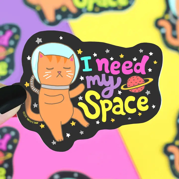 I Need My Space Galaxy Cat Vinyl Sticker