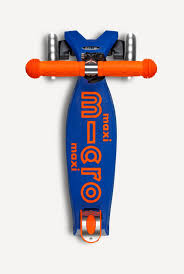 Foldable LED Neon Blaze Orange/Navy Maxi Micro Kickboard Deluxe Scooter