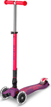 Load image into Gallery viewer, Foldable LED Neon Ultra Pink/Purple Maxi Micro Kickboard Deluxe Scooter