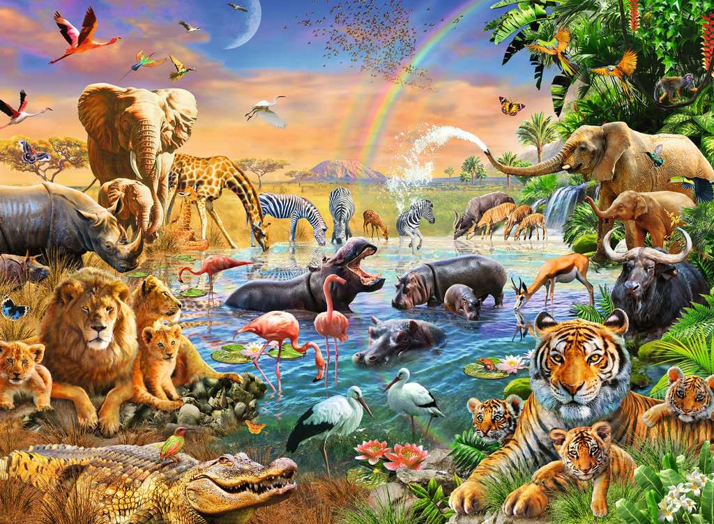 100 PC Savannah Jungle Waterhole Puzzle