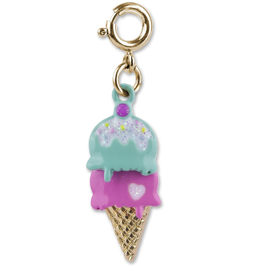 Ice Cream Cone Swivel Gold Charm