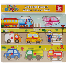 Load image into Gallery viewer, 8 PC Vehicle Peg Wood Puzzle