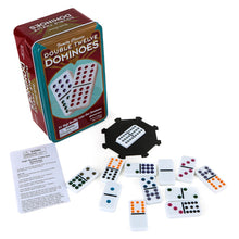 Load image into Gallery viewer, Double 12 Color Dot Dominoes In Tin