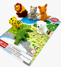 Load image into Gallery viewer, Safari Animals Erasers Carded