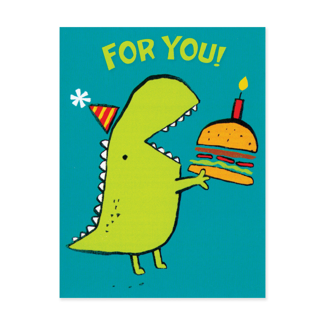 Dinosaur Eating Hamburger Enclosure Card