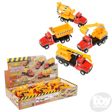 Load image into Gallery viewer, 5.25" Die-Cast Pull Back Construction Trucks