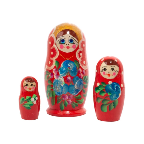 3 Piece Classic Floral Matryoshka Nesting Dolls