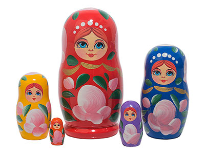 5 Piece Rainbow Art Nesting Dolls