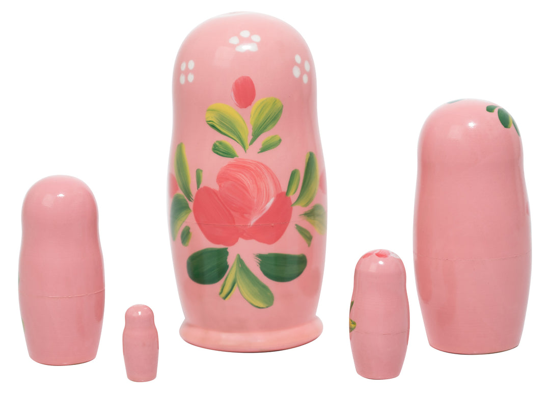 5 Piece Pink Matryoshka Nesting Dolls